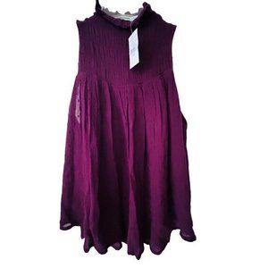 American Eagle Women’s Ruffled Neckline Sleeveless Flowy Plum Top NWT Size‎ Sm
